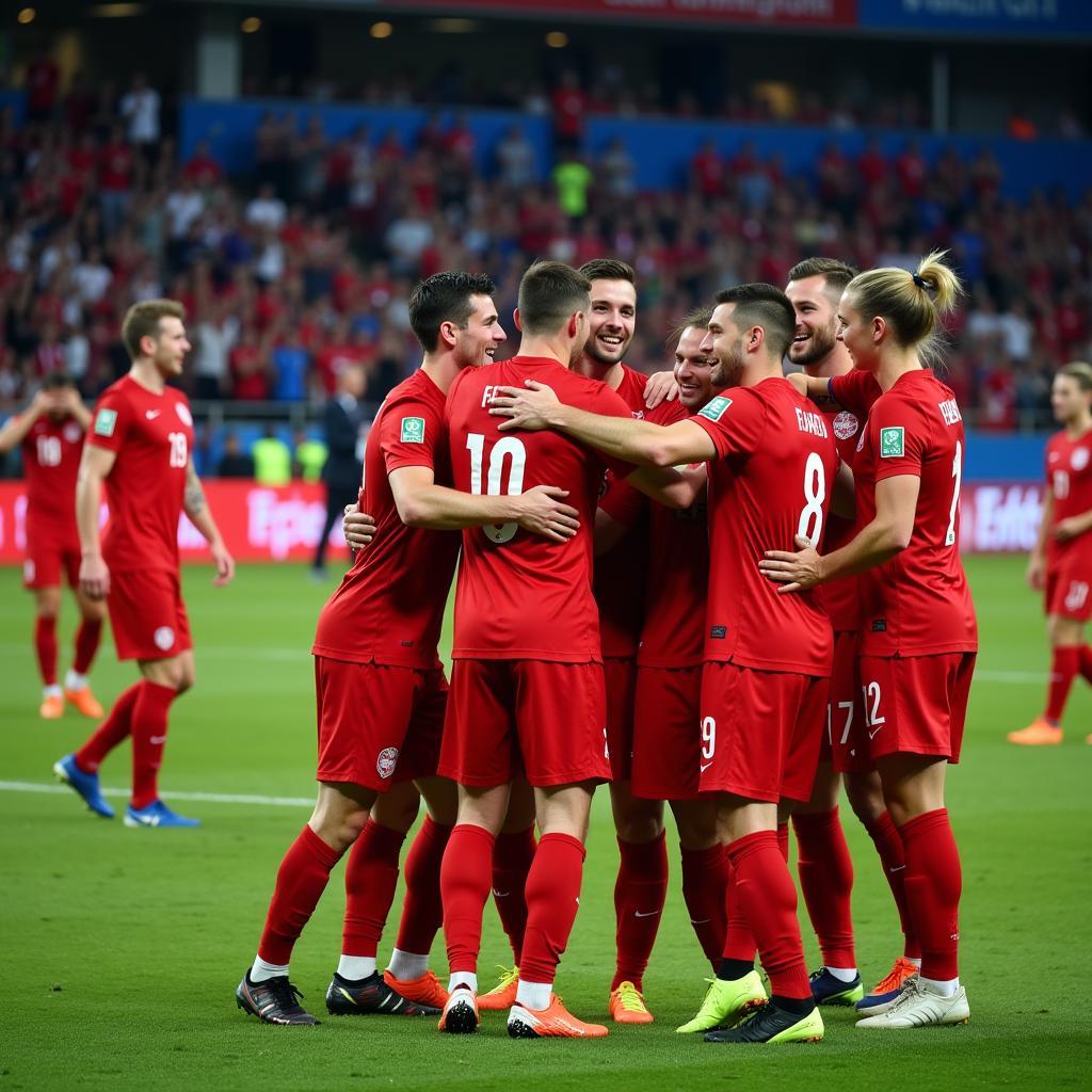 Polish National Team Celebrating a Victory