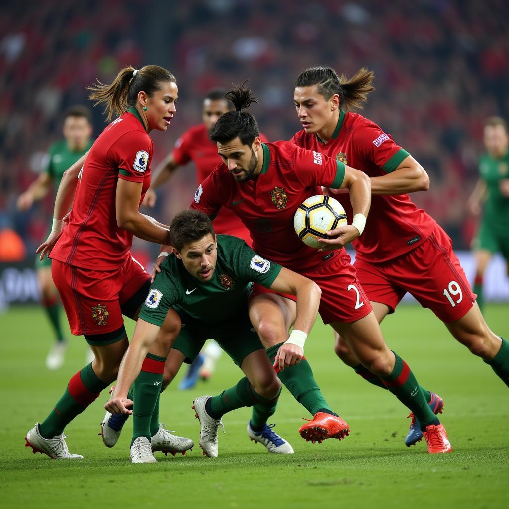 Portugal national team defenders in action