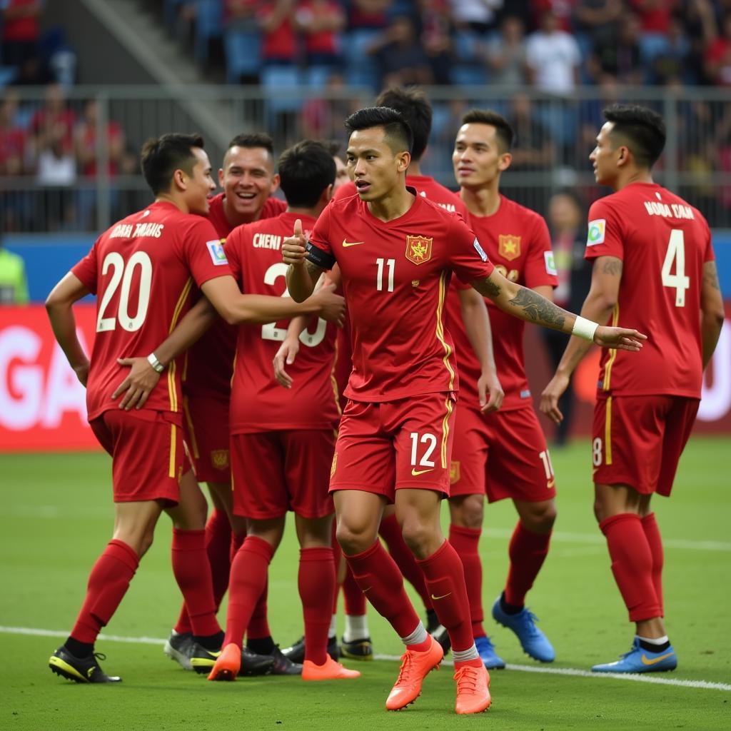 Quang Hai celebrating a goal at the AFC U-23 Championship