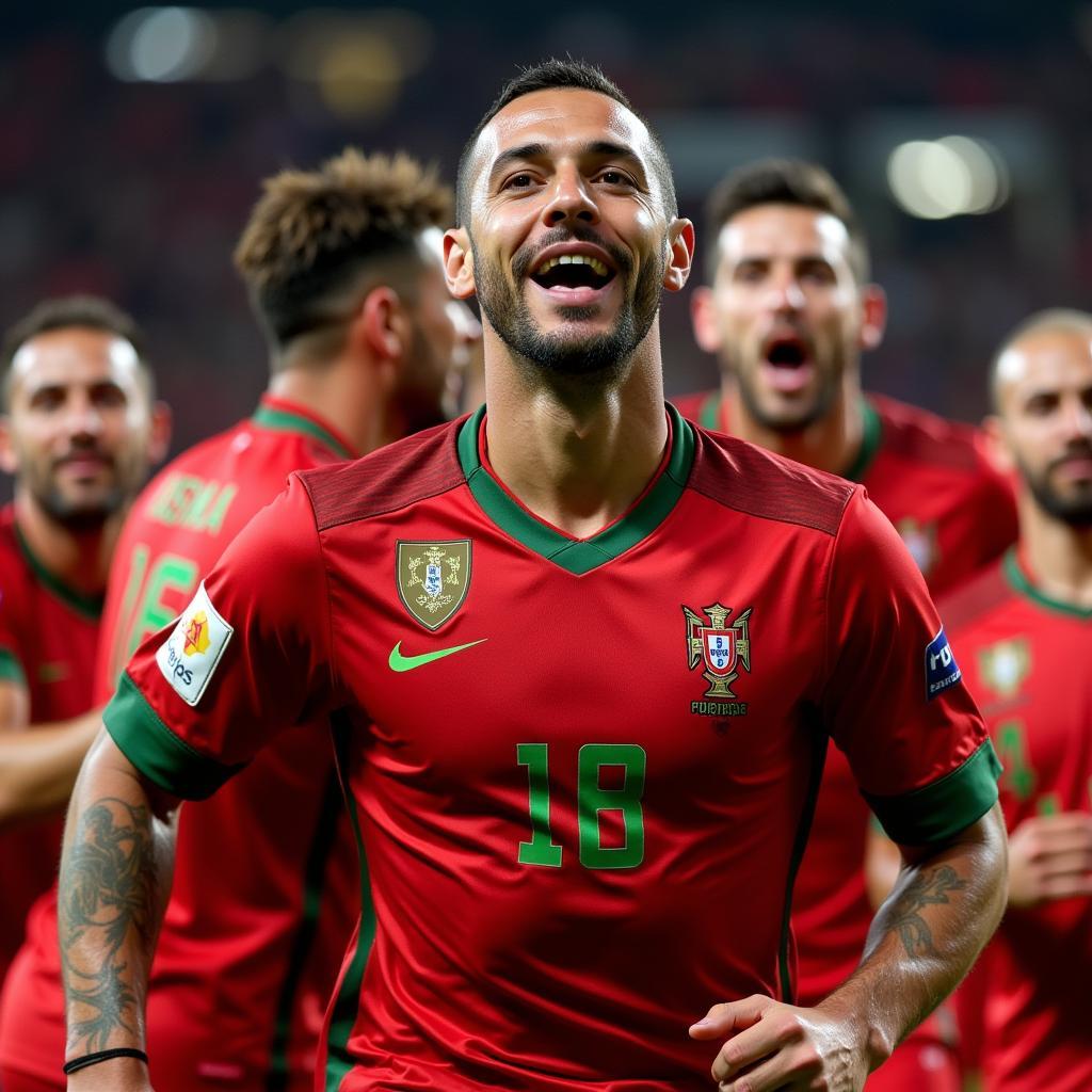 Ricardo Quaresma celebrating with the Portugal National Team