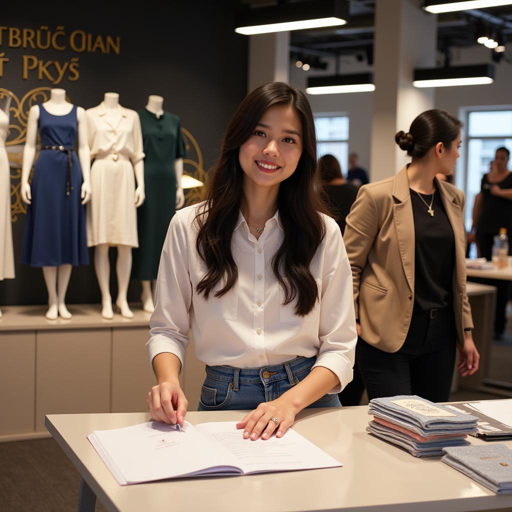 Quynh Anh managing her fashion business