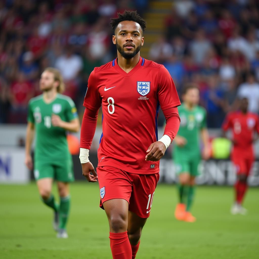 Raheem Sterling representing the England national team