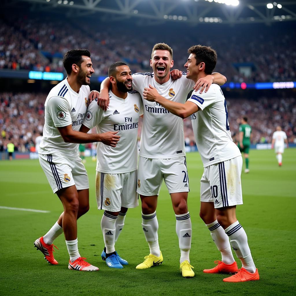 Real Madrid's Galacticos celebrating a goal