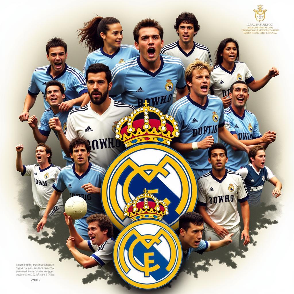 Real Madrid Historical Moments: A montage of iconic images capturing some of Real Madrid's most memorable victories and legendary players throughout history.