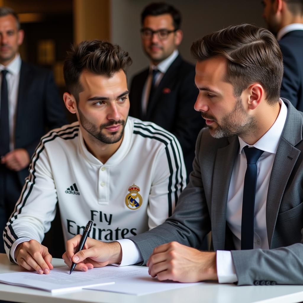 Real Madrid Player and Agent Discussing Contract