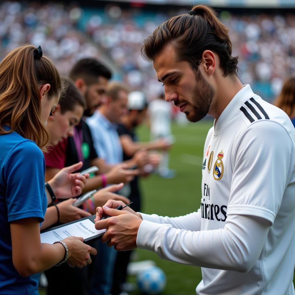 Real Madrid Player Signing Autographs for Fans