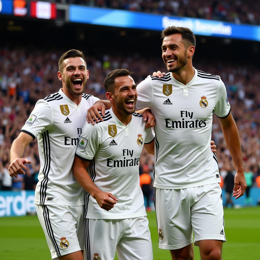 Real Madrid Players Celebrating a Goal