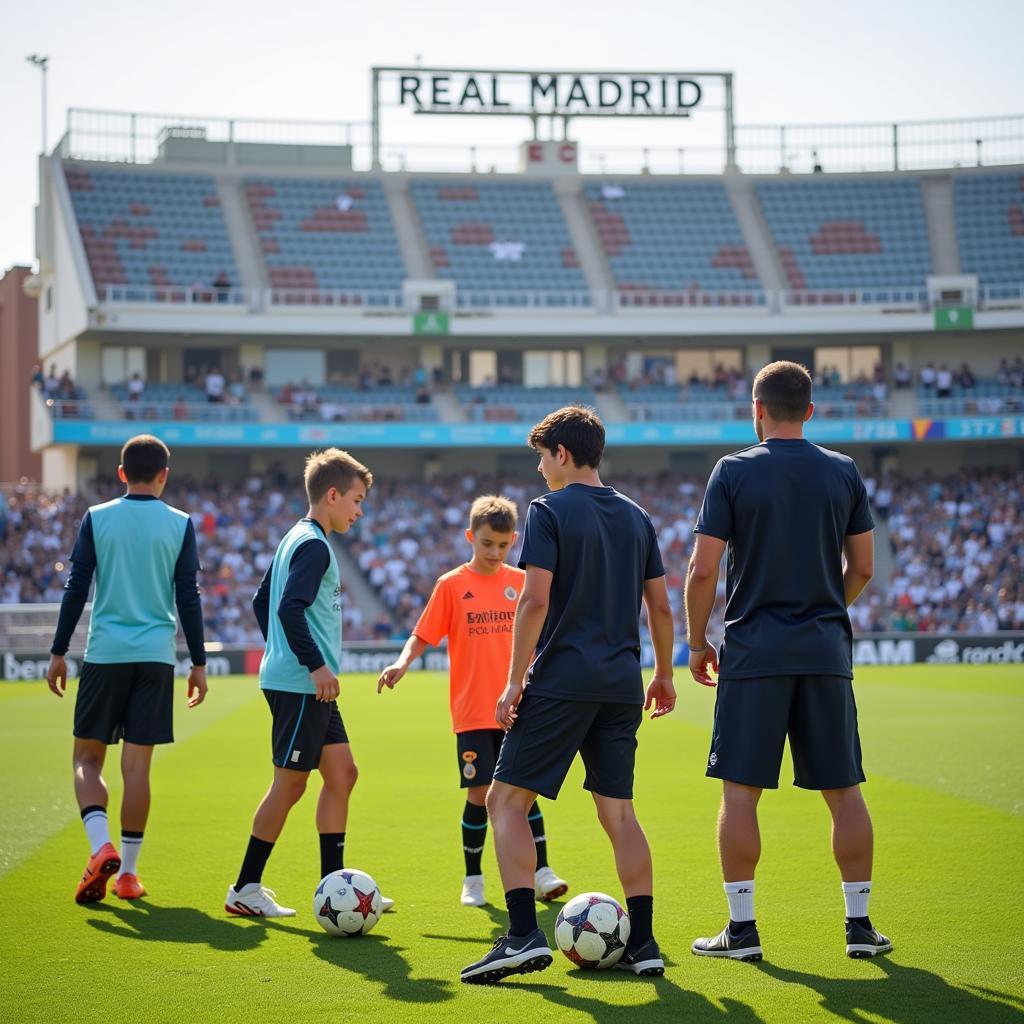 Real Madrid Youth Academy: A photo depicting young players training at the Real Madrid youth academy, showcasing the club's commitment to developing future talent.