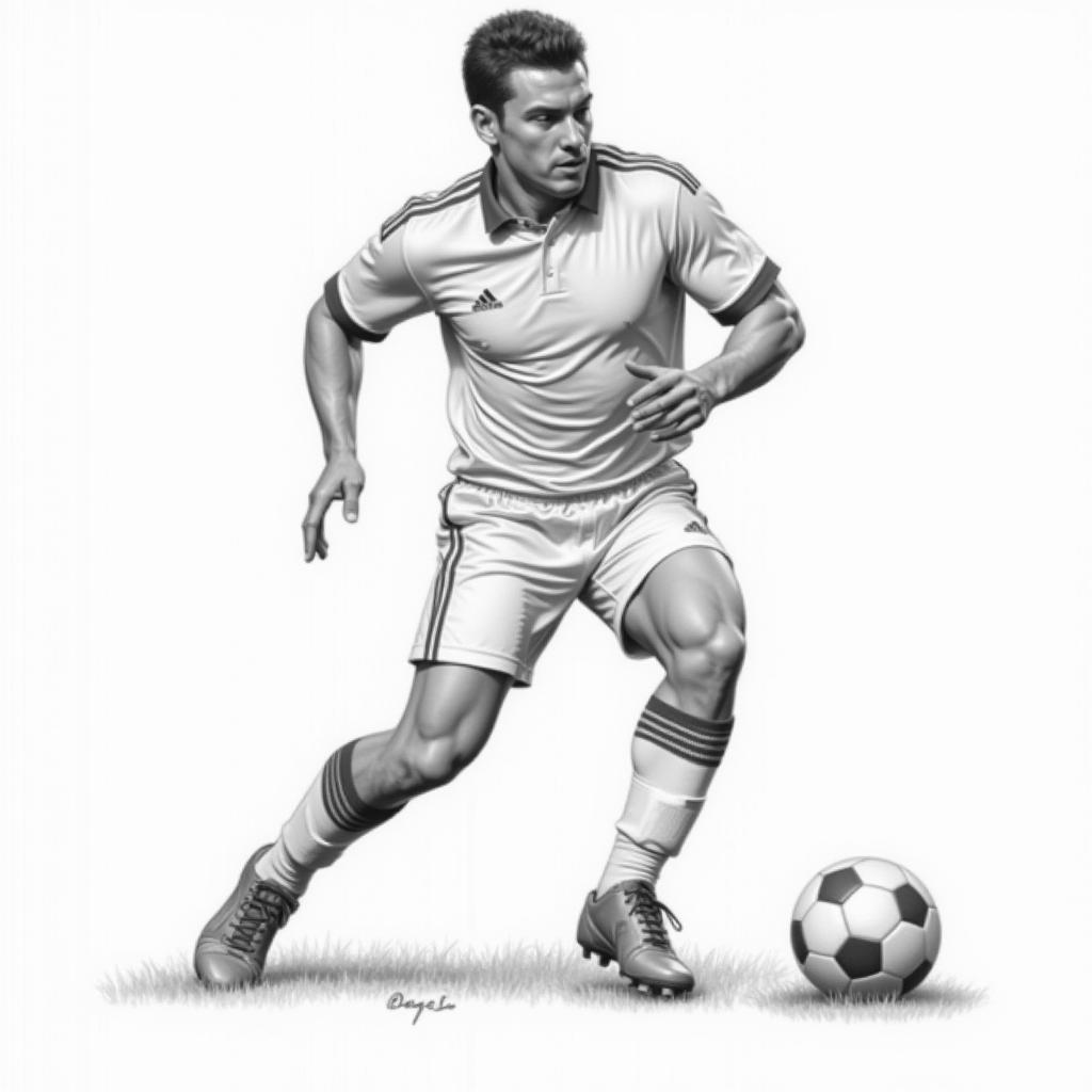 Realistic Portrait of a Football Player in Action