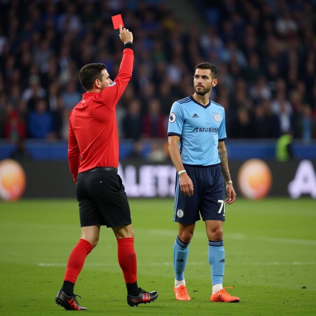 Player Leaving the Pitch After Receiving a Red Card