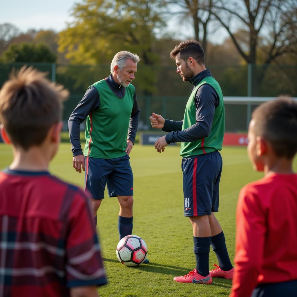 Retired footballer coaching youth