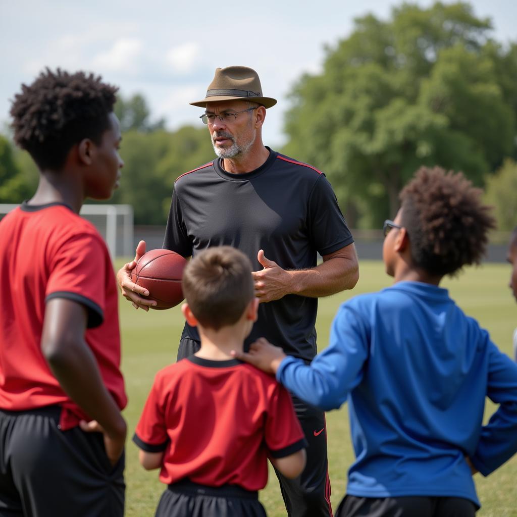 Retired Footballer Coaching Youth Team