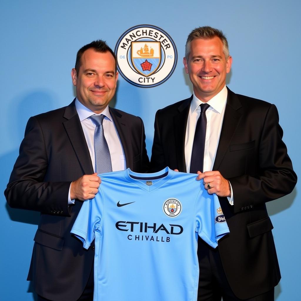 Riola and Haaland at Manchester City announcement