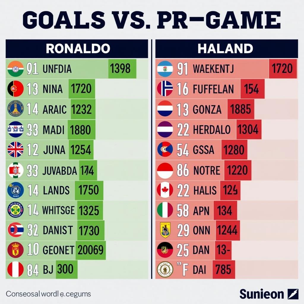 Ronaldo vs Haaland Goals Per Game Comparison