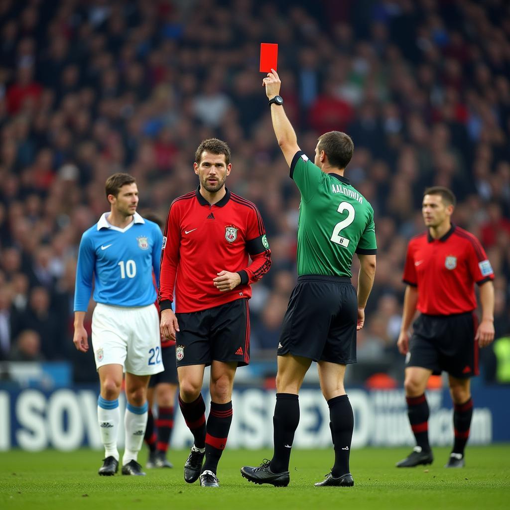 Roy Keane Receiving a Red Card After the Tackle on Haaland