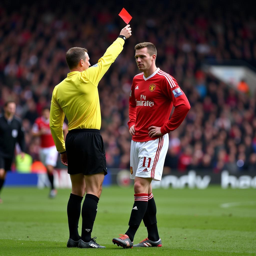 Roy Keane Receives Red Card at Old Trafford