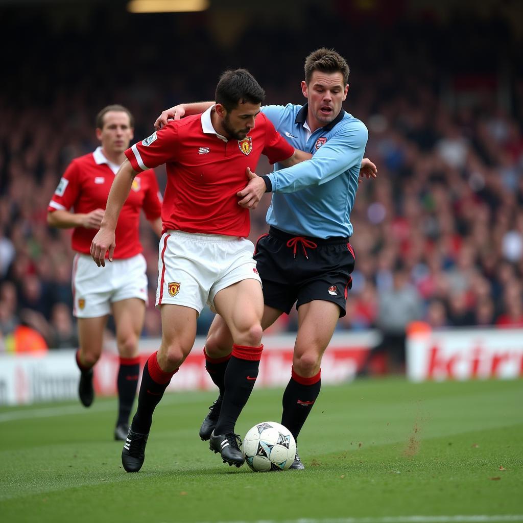 Roy Keane tackling Alfie Haaland in the Manchester derby