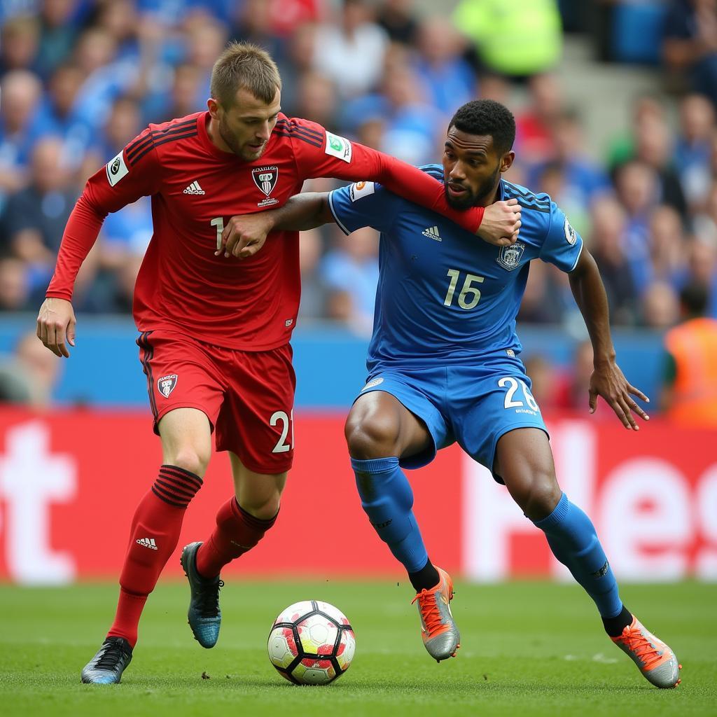 Rudiger and Haaland Dueling for the Ball