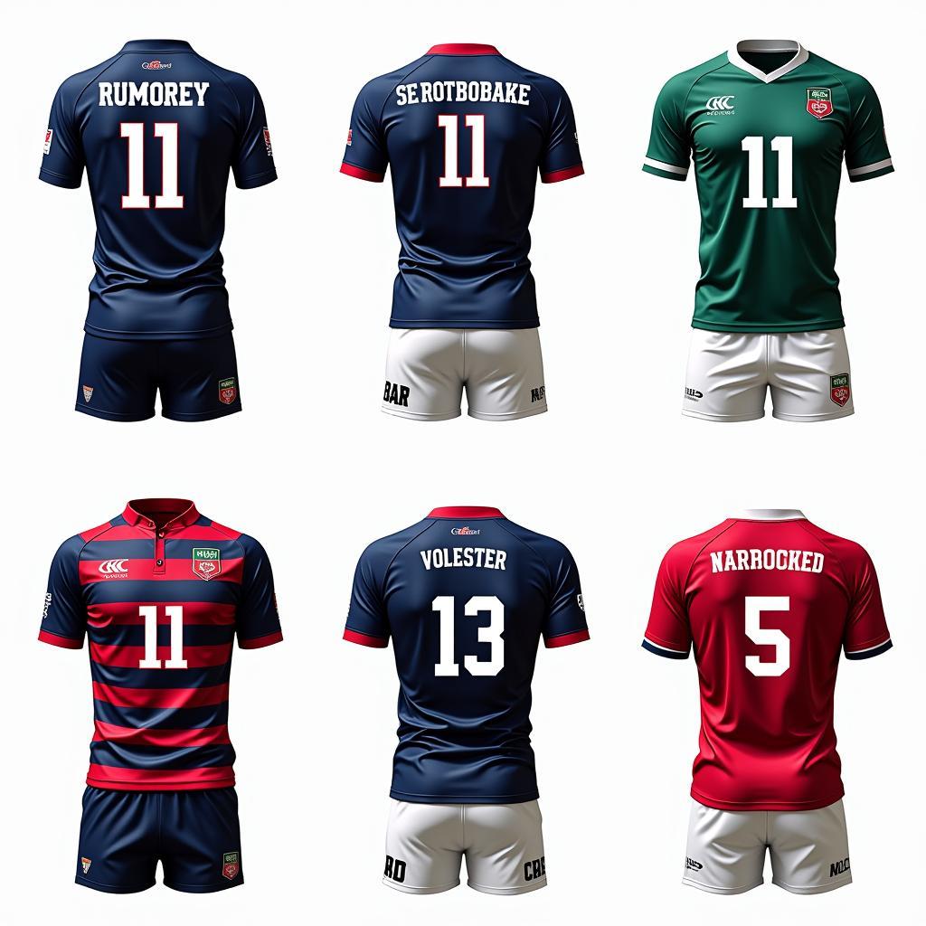 Examples of Rugby Jersey Fonts