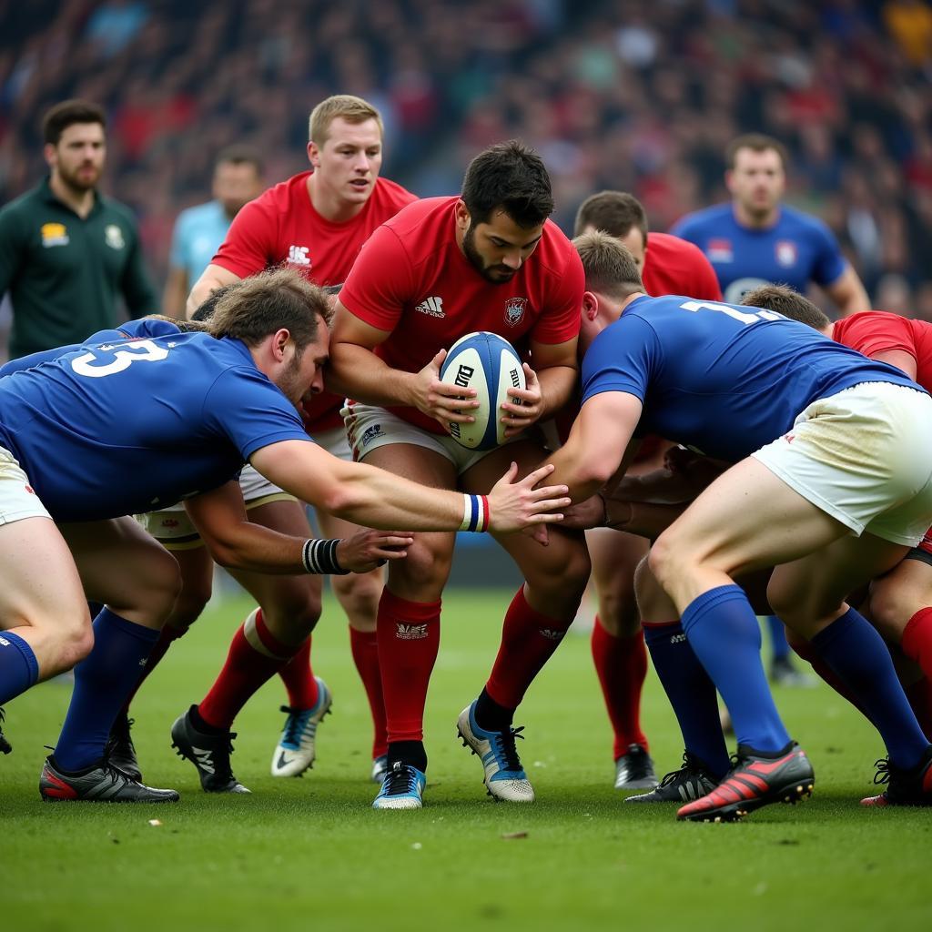 Rugby Player 4 Engaged in a Scrum