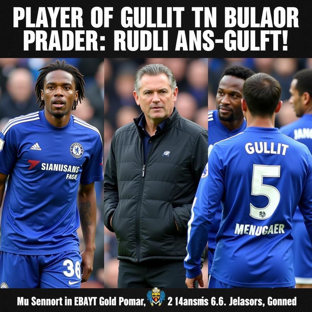 Ruud Gullit manages Chelsea FC from the sidelines. He wears a suit and looks intently at the game, reflecting his managerial style.