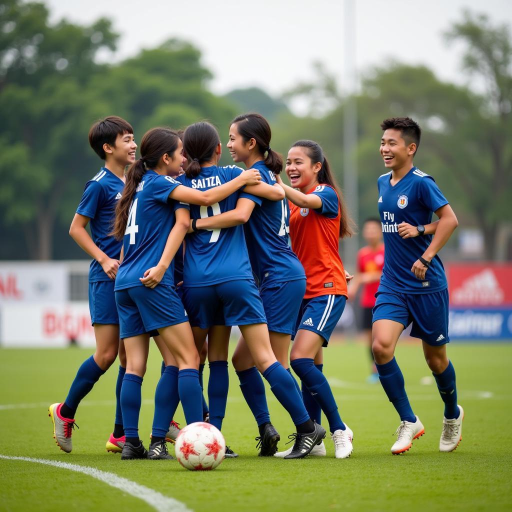 Saigon Youth Football Team Celebrating a Goal