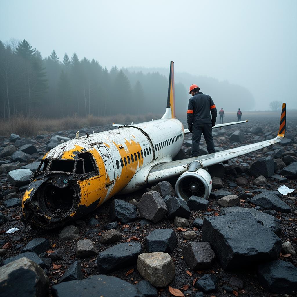 Wreckage of the plane carrying Emiliano Sala