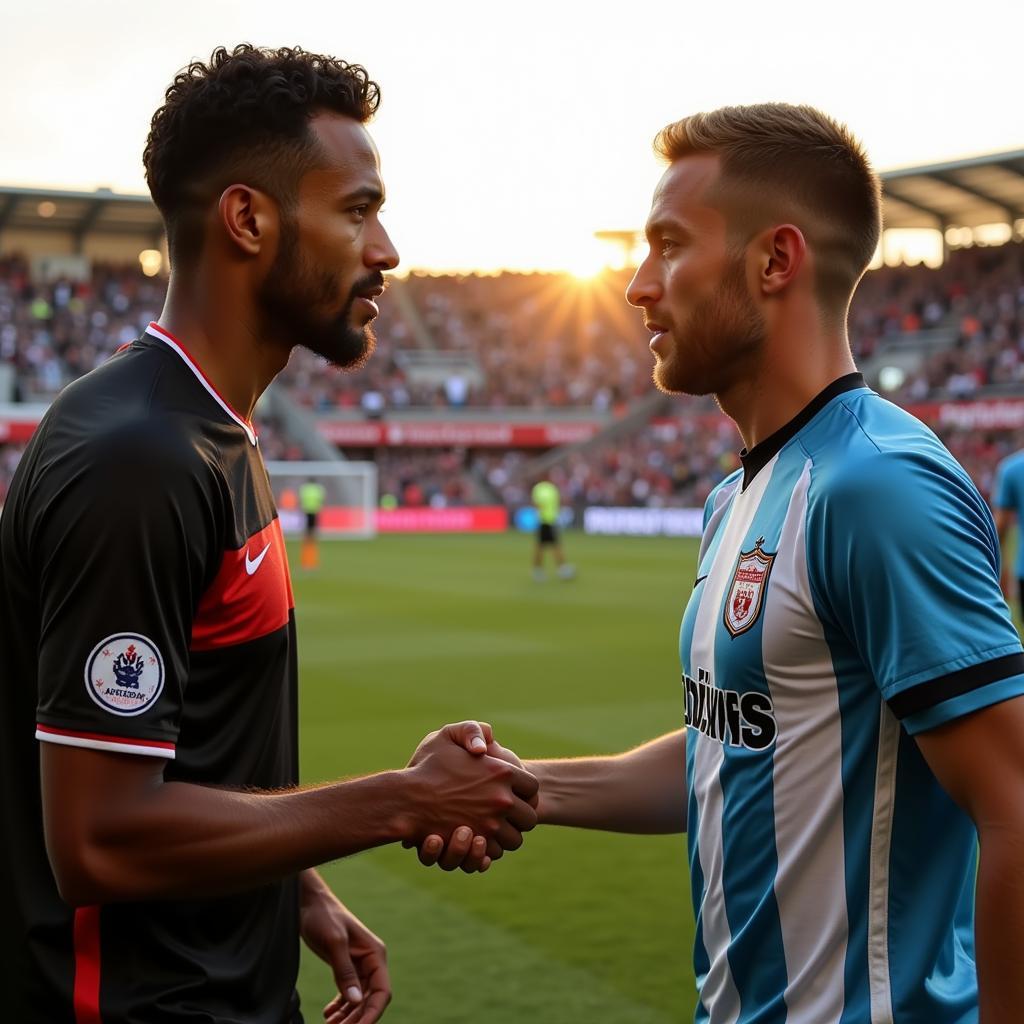 Saliba and Haaland shaking hands after a match