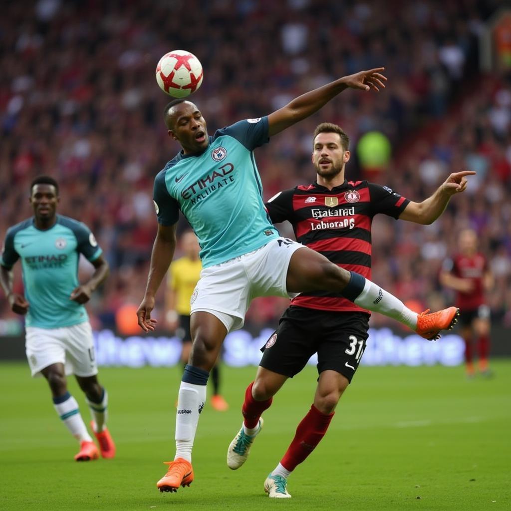 Salomon Rondon Winning an Aerial Duel