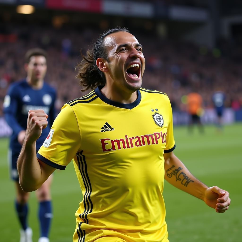 Santi Cazorla celebrating a goal after his return to Villarreal, a testament to his resilience and determination.