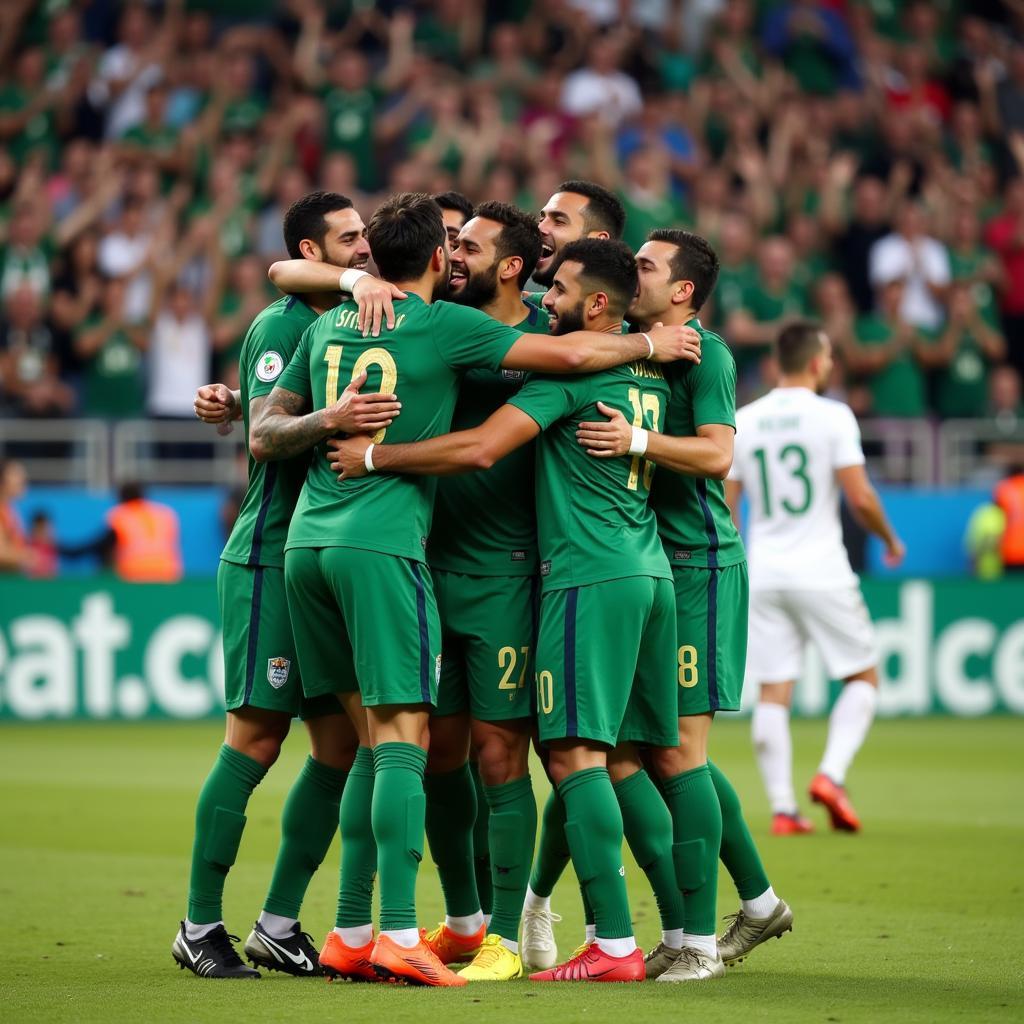 Saudi Arabian Football Squad Celebration