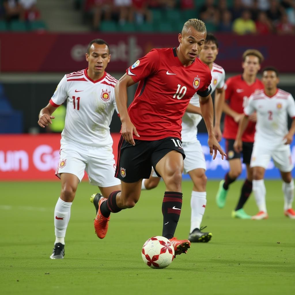 SEA Games Midfielder Executing a Pass