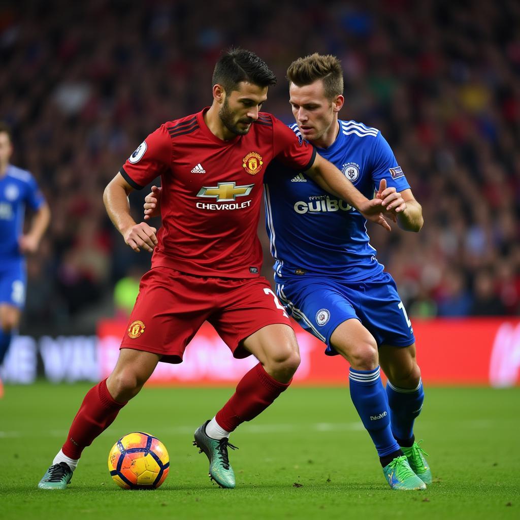 Shaw and Haaland in the Manchester Derby