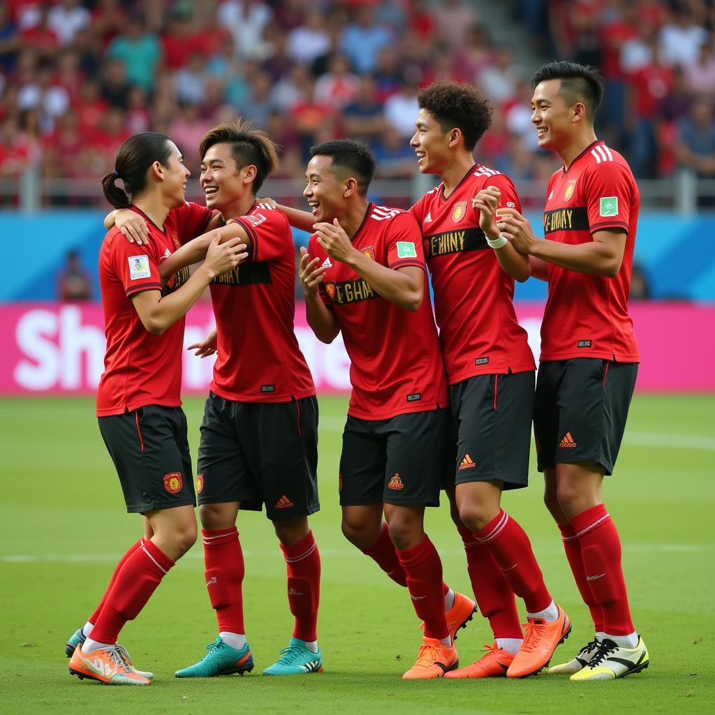 Shortest Asian Cup Players Celebrating a Goal