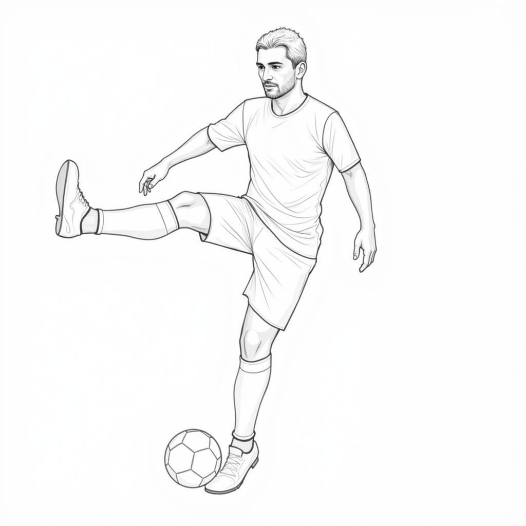 Soccer player detailed sketch with uniform and facial features