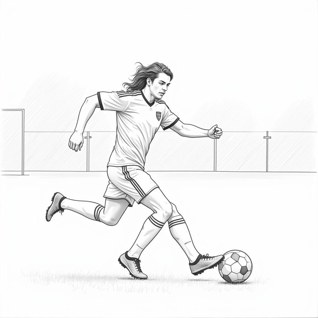 Soccer player final drawing with shading and background