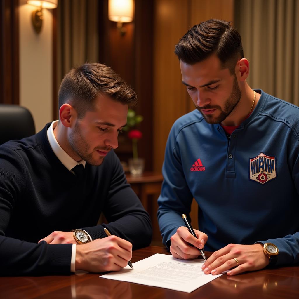 Soccer Star Signing a Lucrative Endorsement Contract