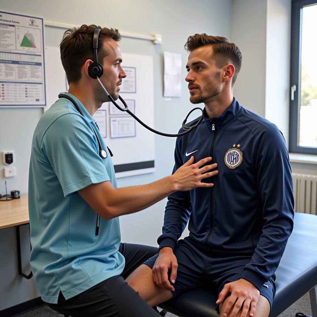 Soccer Player Undergoing Medical Checkup