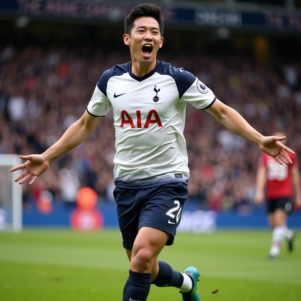 Son Heung-min Celebrating a Goal for Tottenham Hotspur