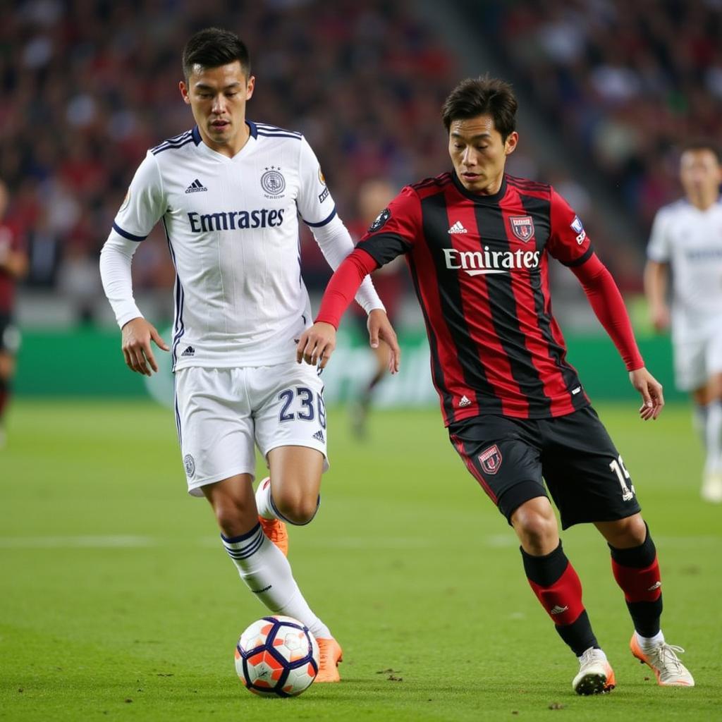 Son Heung-min dribbling past a defender