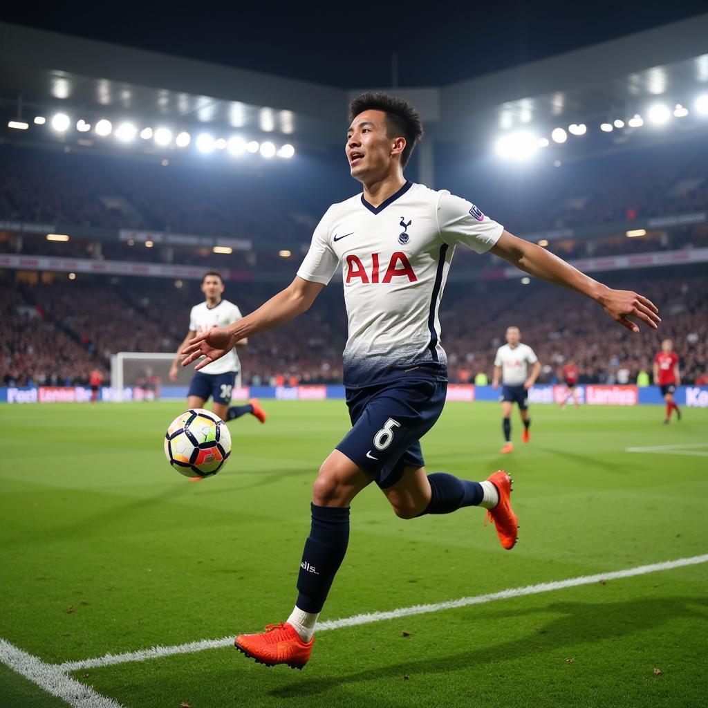 Son Heung-min celebrating a goal in the Premier League