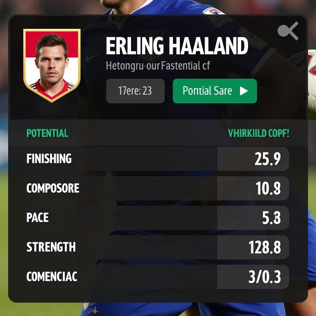 Erling Haaland's impressive in-game stats on Football Manager