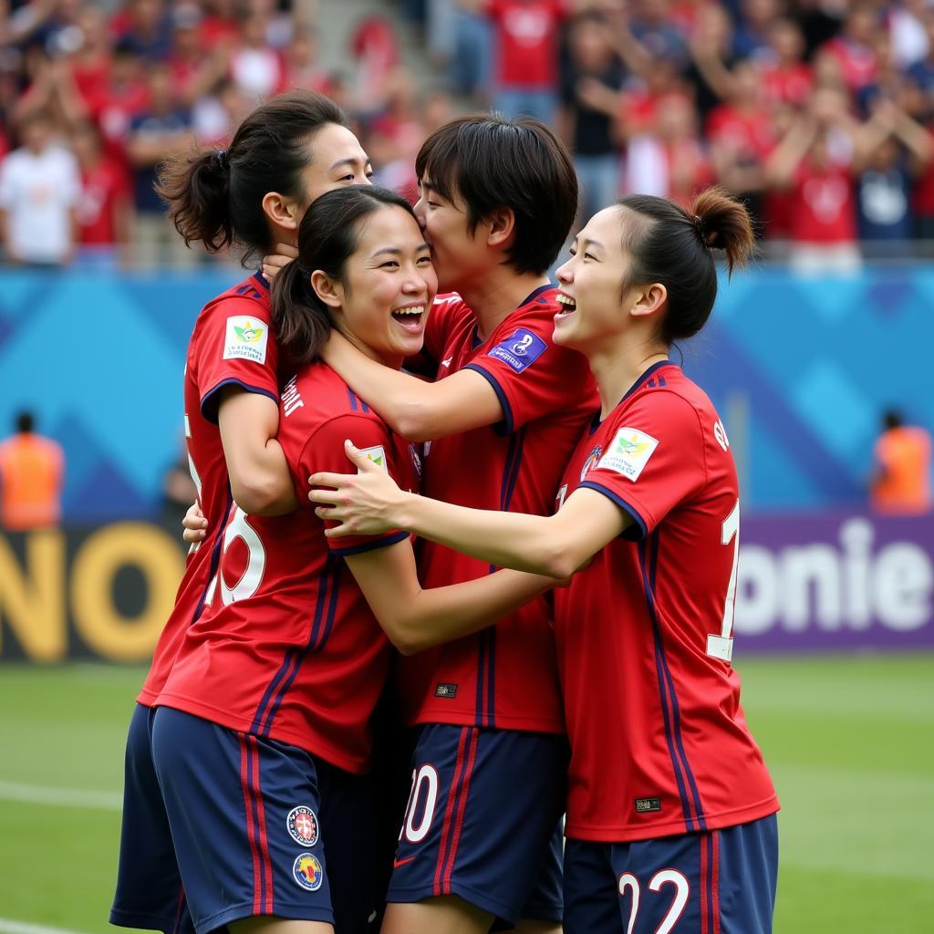 South Korean Asiad Team Celebrating a Goal