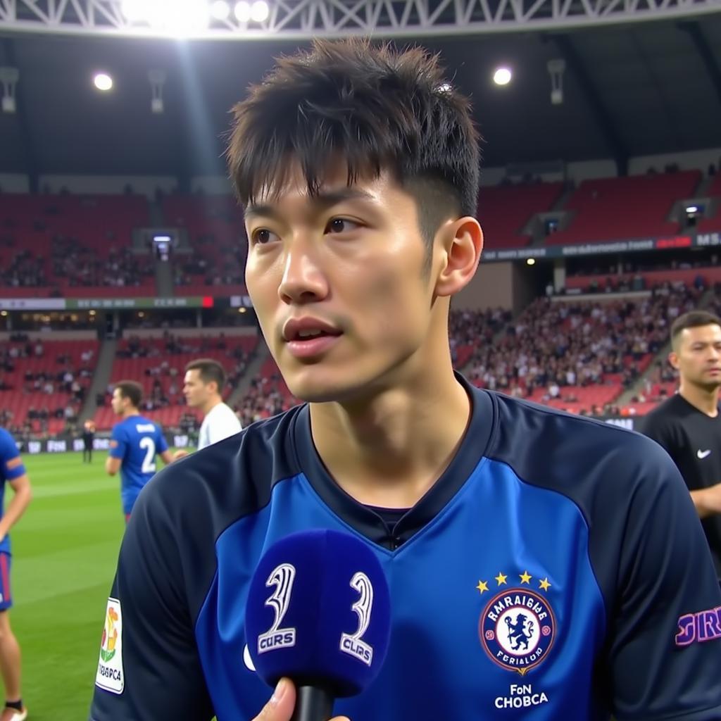 South Korean Player Interviewed After a Match in France