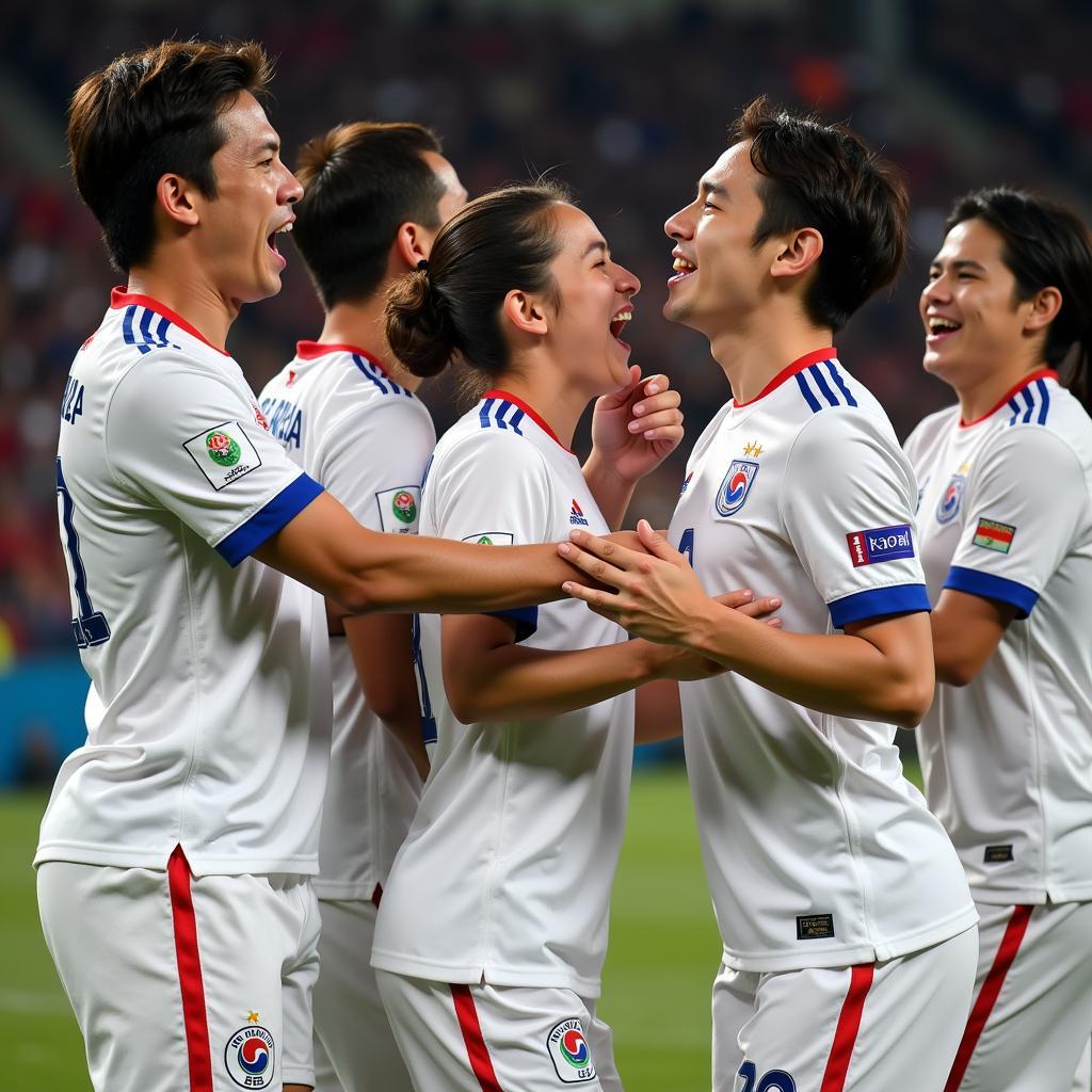 South Korean players celebrating a goal during the World Cup qualifiers