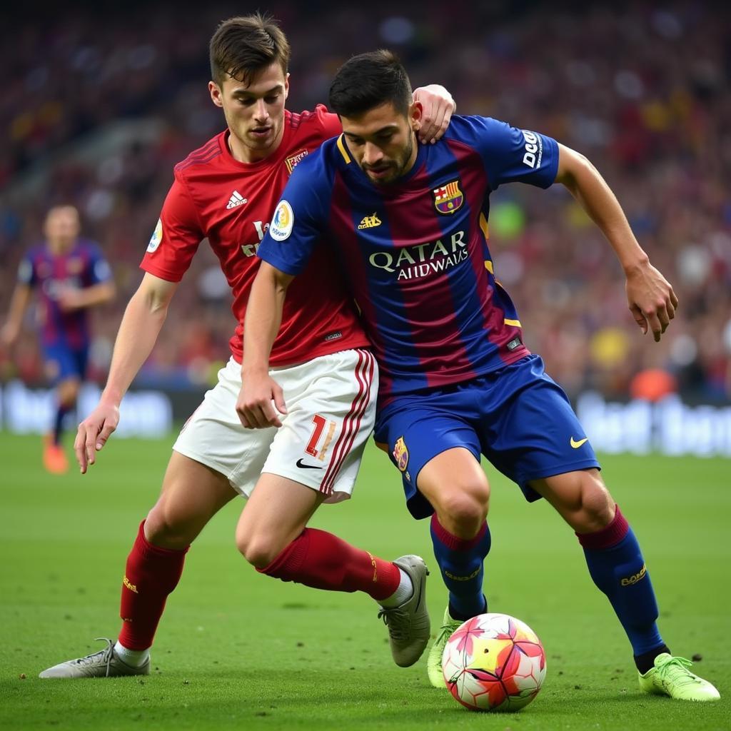 Eric Garcia making a crucial tackle for Barcelona