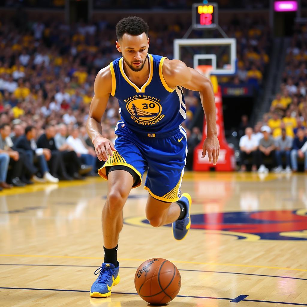 Stephen Curry Dribbling a Football