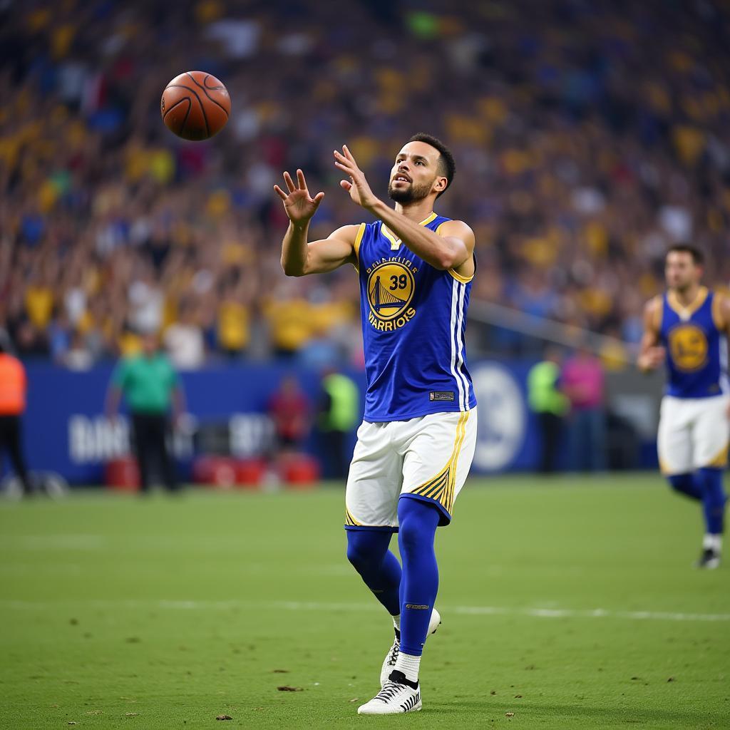 Stephen Curry Passing a Football