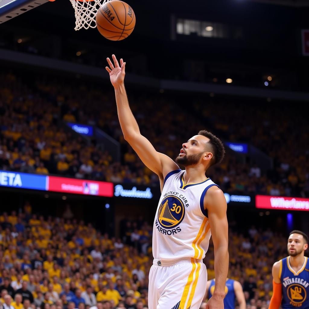 Stephen Curry Shooting a Three-Pointer