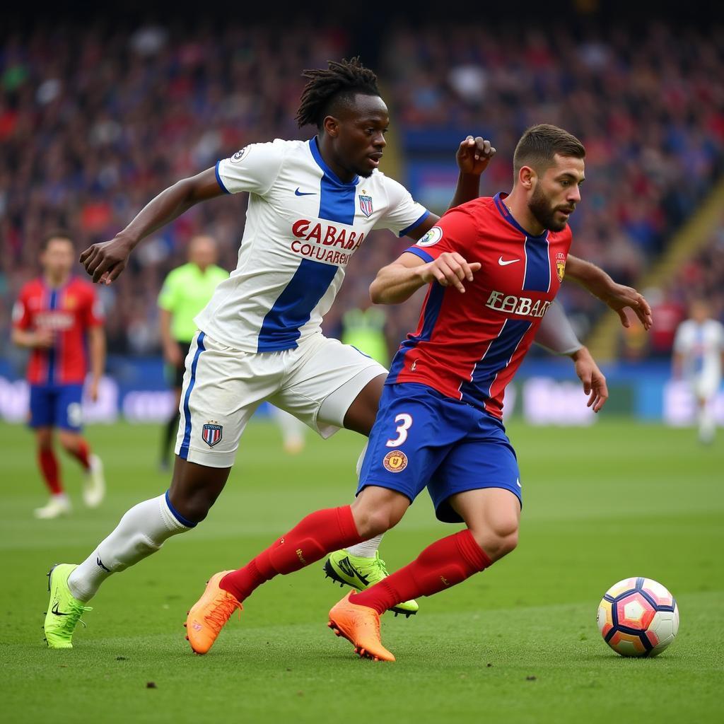 Tanguy Ndombele controlling the midfield during his time at Lyon